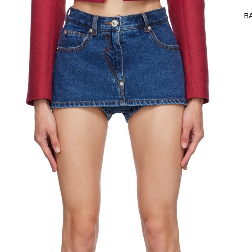 Pushbutton mini blue denim skort